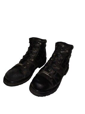 Harley-Davidson Ruskin Black Leather Lace-Up Motorcycle Boots Mens Size 11.5 M